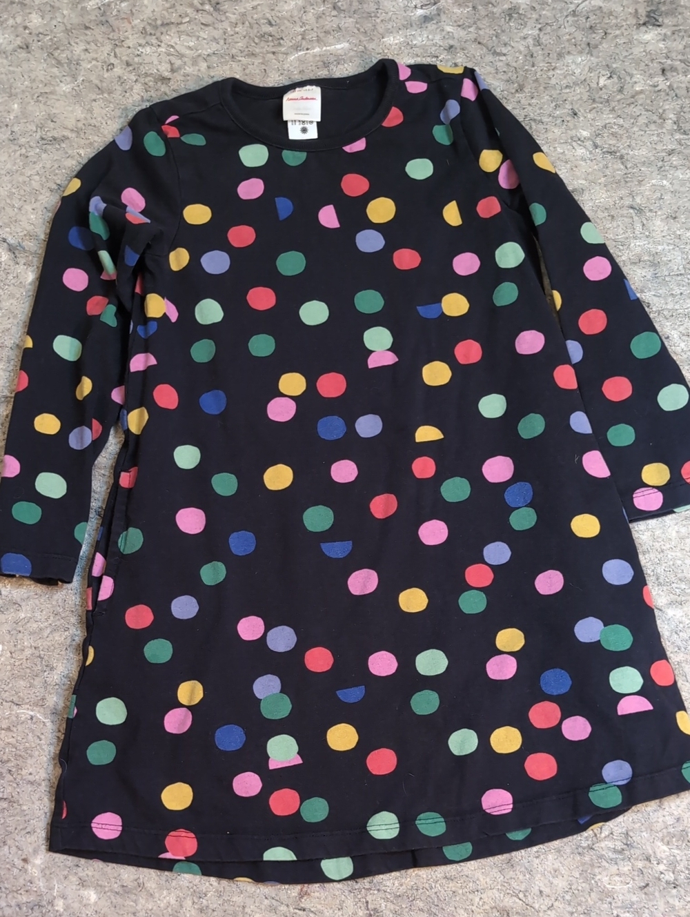 Black Polka Dot Hannah Andersson Long Sleeve Tunic Dress - Size 6-7